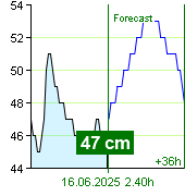 State of water at Nespeky watermark post at 19.00 15.6.2025