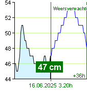 Waterstand op waterstandmeter Nespeky om 19.20 15.6.2025